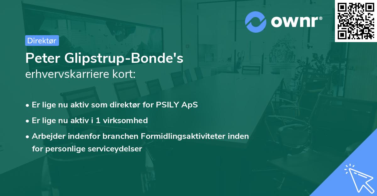 Peter Glipstrup-Bonde's erhvervskarriere kort