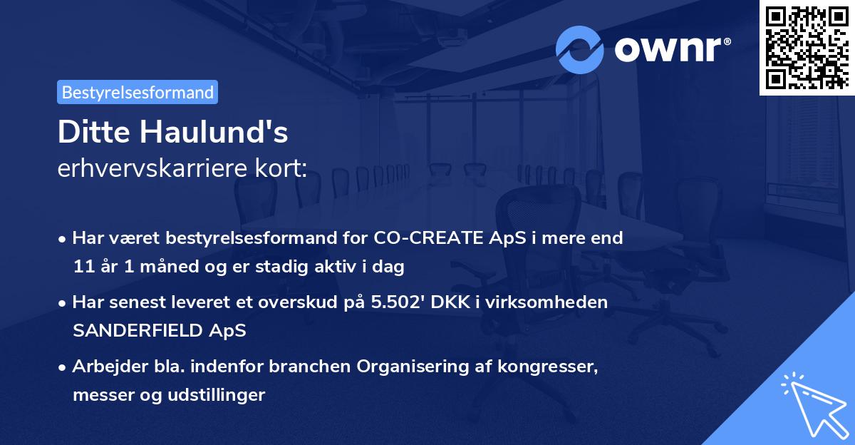 Ditte Haulund's erhvervskarriere kort