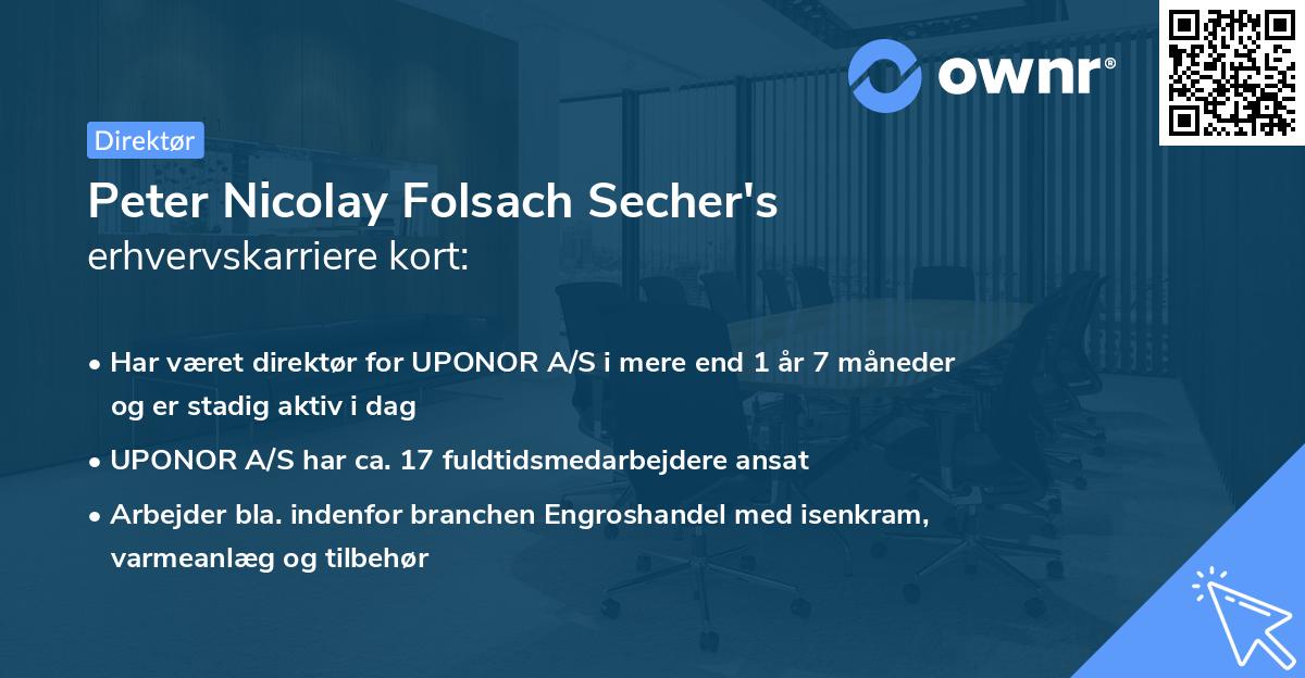 Peter Nicolay Folsach Secher's erhvervskarriere kort