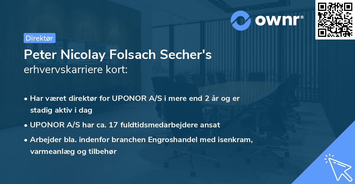 Peter Nicolay Folsach Secher's erhvervskarriere kort