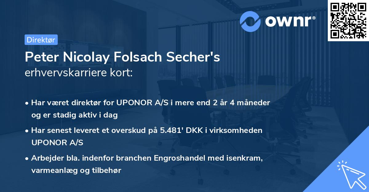 Peter Nicolay Folsach Secher's erhvervskarriere kort