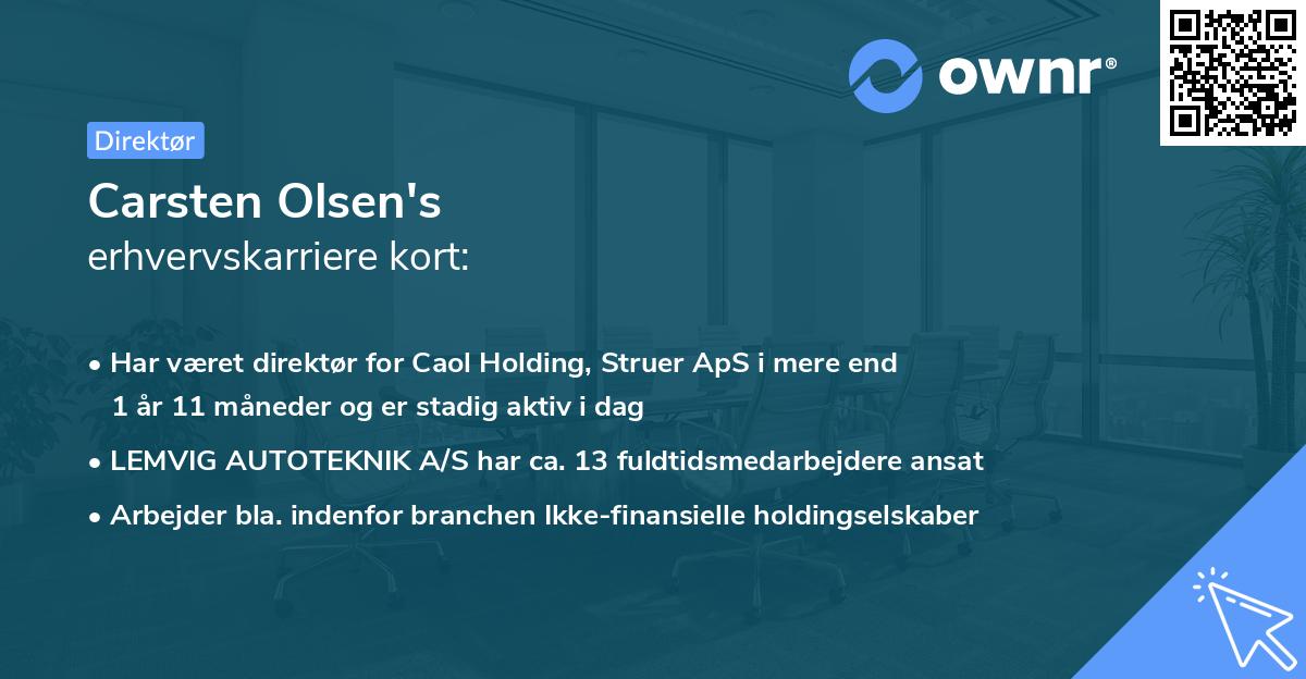 Carsten Olsen's erhvervskarriere kort
