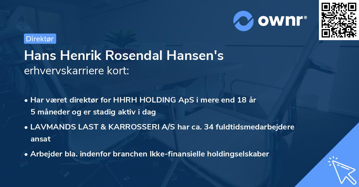 Hans Henrik Rosendal Hansen's erhvervskarriere kort