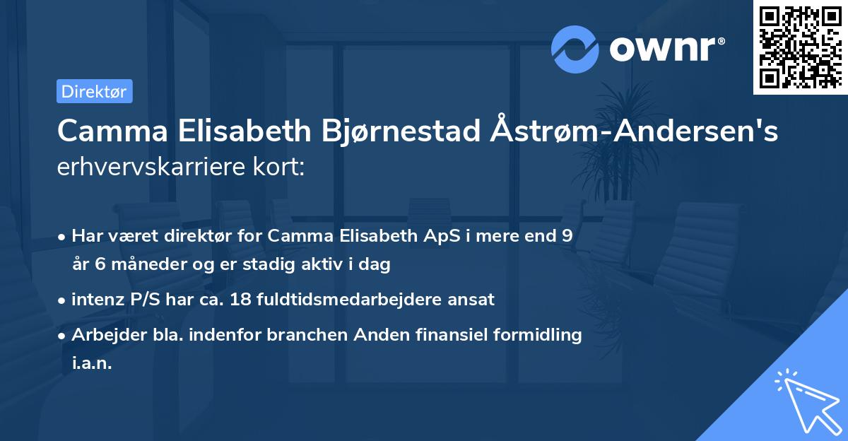 Camma Elisabeth Bjørnestad Åstrøm-Andersen's erhvervskarriere kort