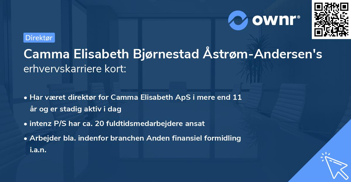 Camma Elisabeth Bjørnestad Åstrøm-Andersen's erhvervskarriere kort