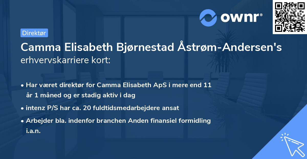 Camma Elisabeth Bjørnestad Åstrøm-Andersen's erhvervskarriere kort
