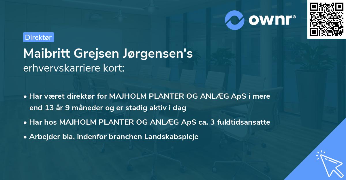 Maibritt Grejsen Jørgensen's erhvervskarriere kort