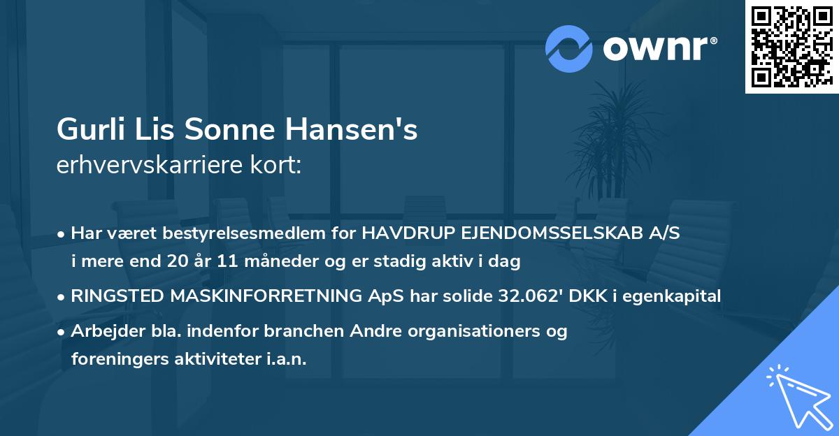Gurli Lis Sonne Hansen's erhvervskarriere kort