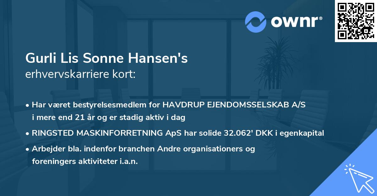 Gurli Lis Sonne Hansen's erhvervskarriere kort