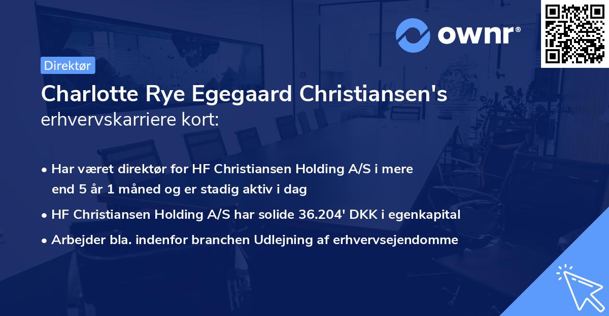 Charlotte Rye Egegaard Christiansen's erhvervskarriere kort