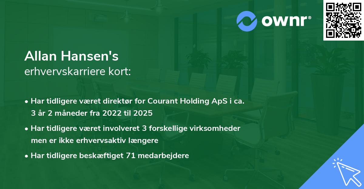 Allan Hansen's erhvervskarriere kort