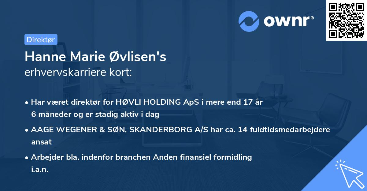 Hanne Marie Øvlisen's erhvervskarriere kort