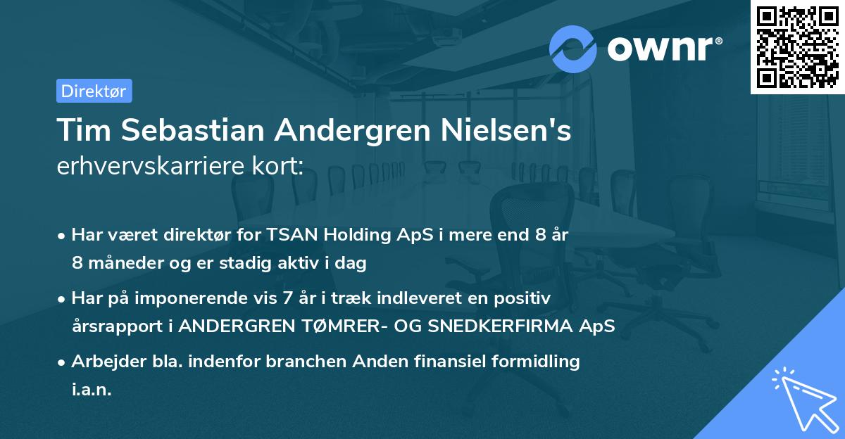 Tim Sebastian Andergren Nielsen's erhvervskarriere kort