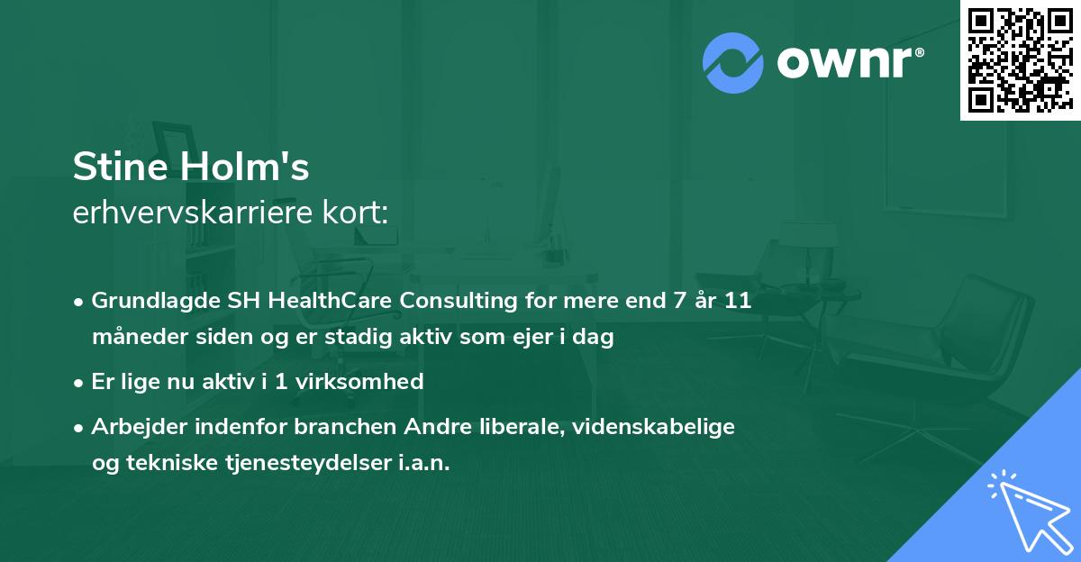 Stine Holm's erhvervskarriere kort