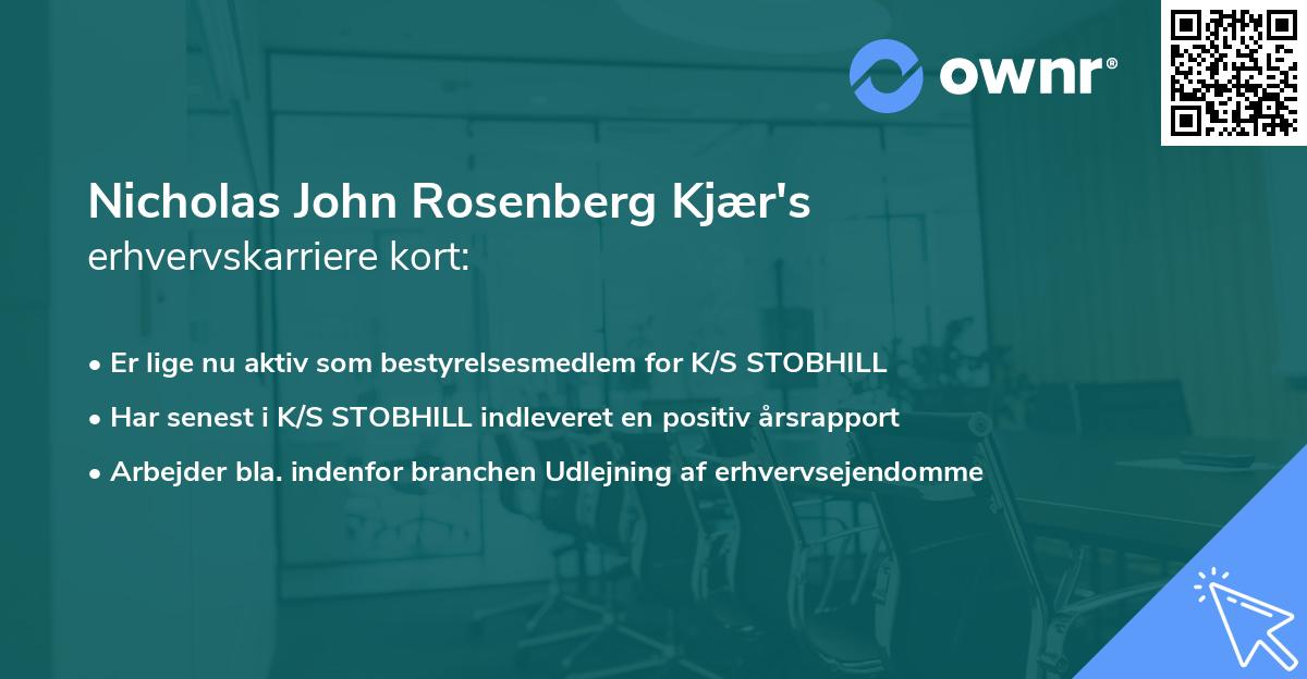 Nicholas John Rosenberg Kjær's erhvervskarriere kort