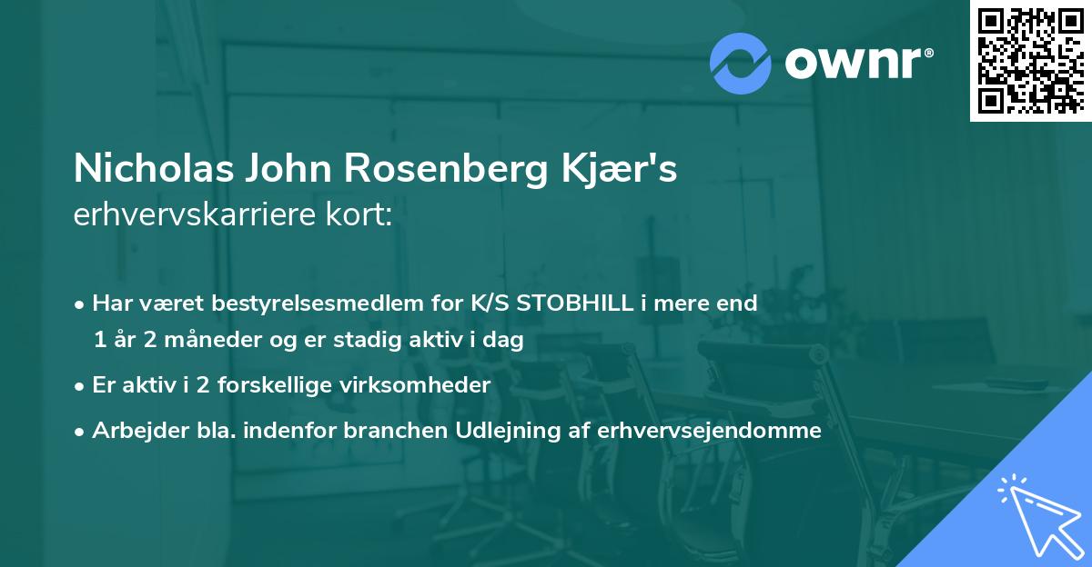 Nicholas John Rosenberg Kjær's erhvervskarriere kort
