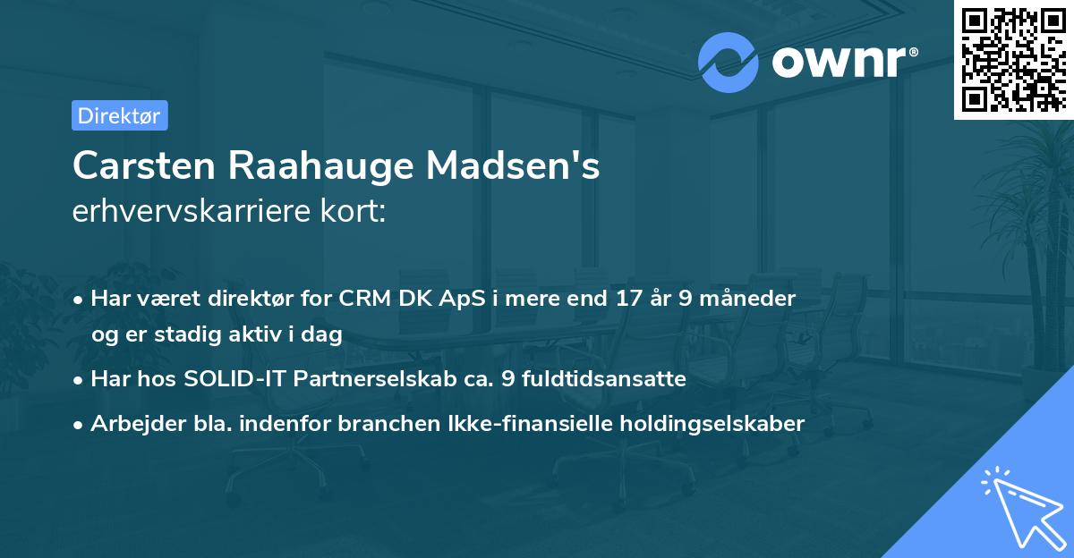 Carsten Raahauge Madsen's erhvervskarriere kort