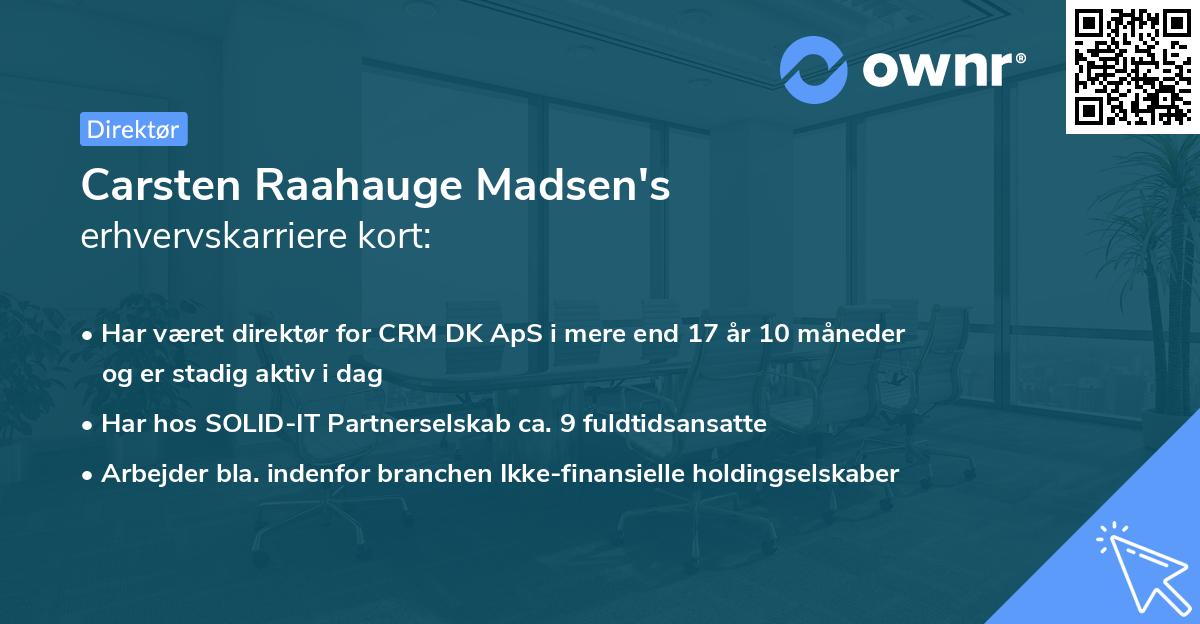 Carsten Raahauge Madsen's erhvervskarriere kort