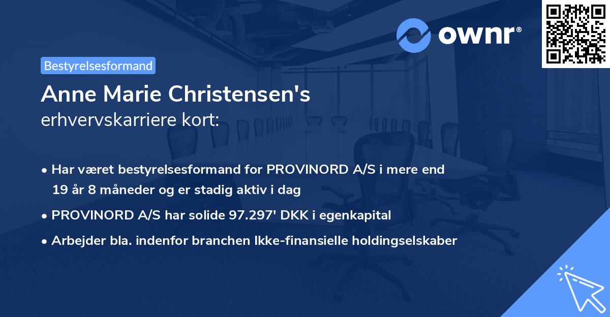 Anne Marie Christensen's erhvervskarriere kort