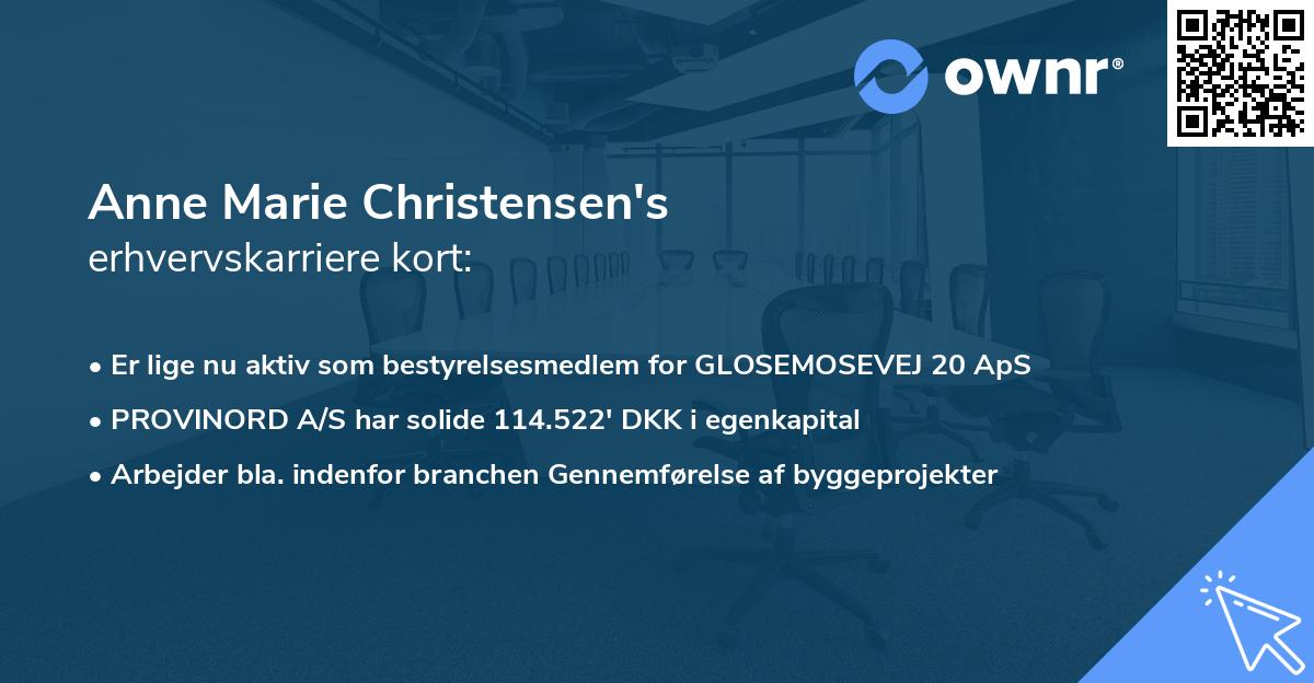Anne Marie Christensen's erhvervskarriere kort