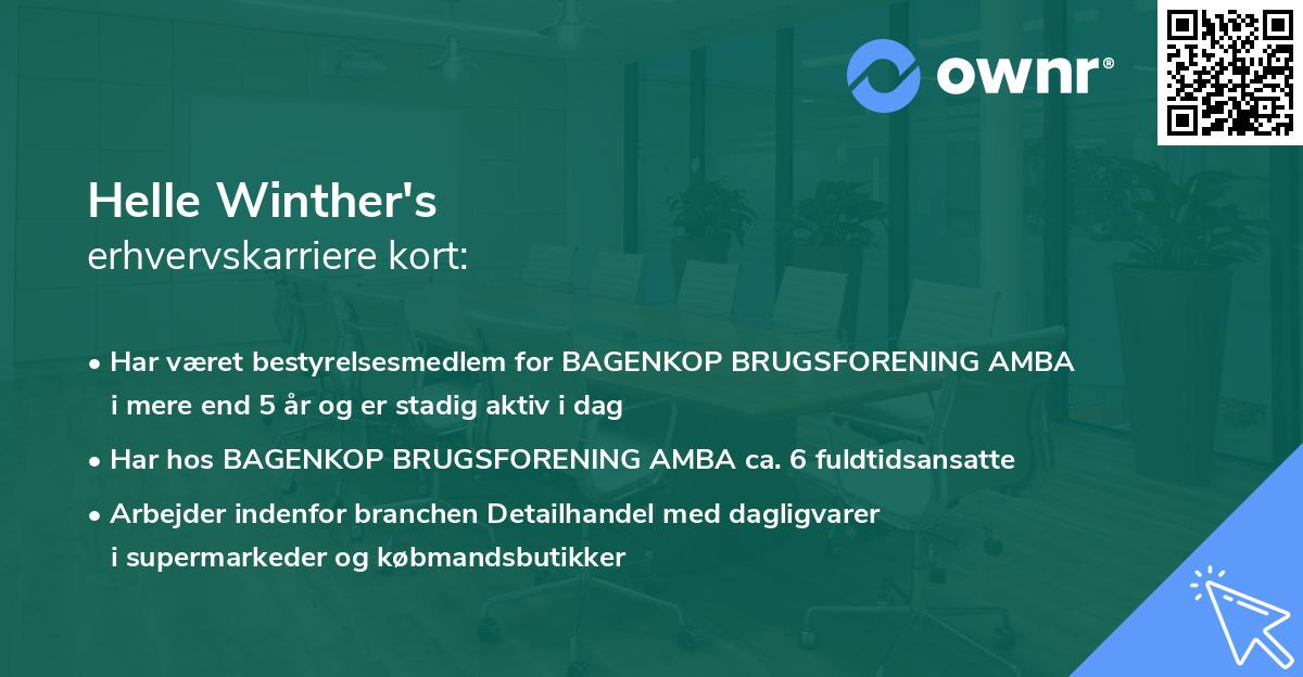 Helle Winther's erhvervskarriere kort