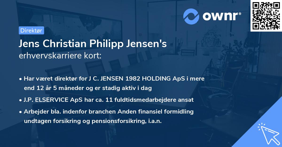 Jens Christian Philipp Jensen's erhvervskarriere kort