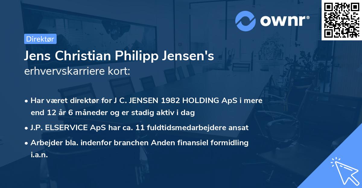 Jens Christian Philipp Jensen's erhvervskarriere kort