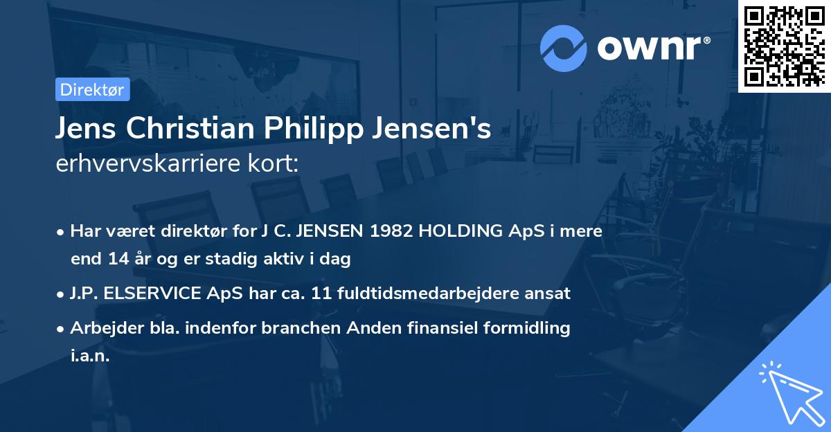 Jens Christian Philipp Jensen's erhvervskarriere kort