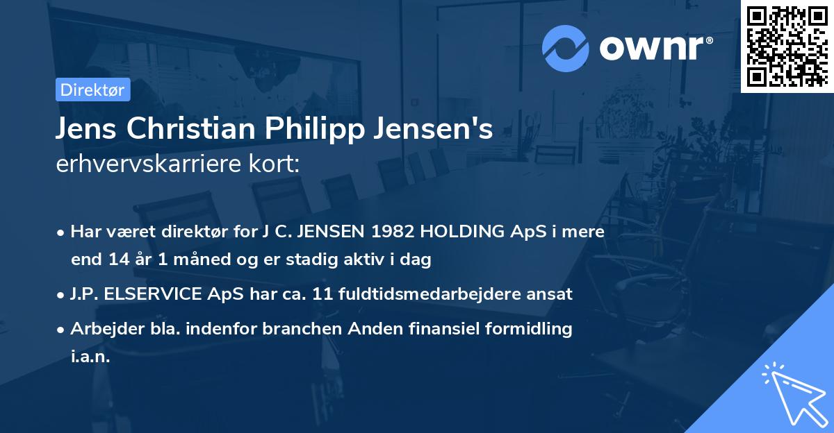 Jens Christian Philipp Jensen's erhvervskarriere kort