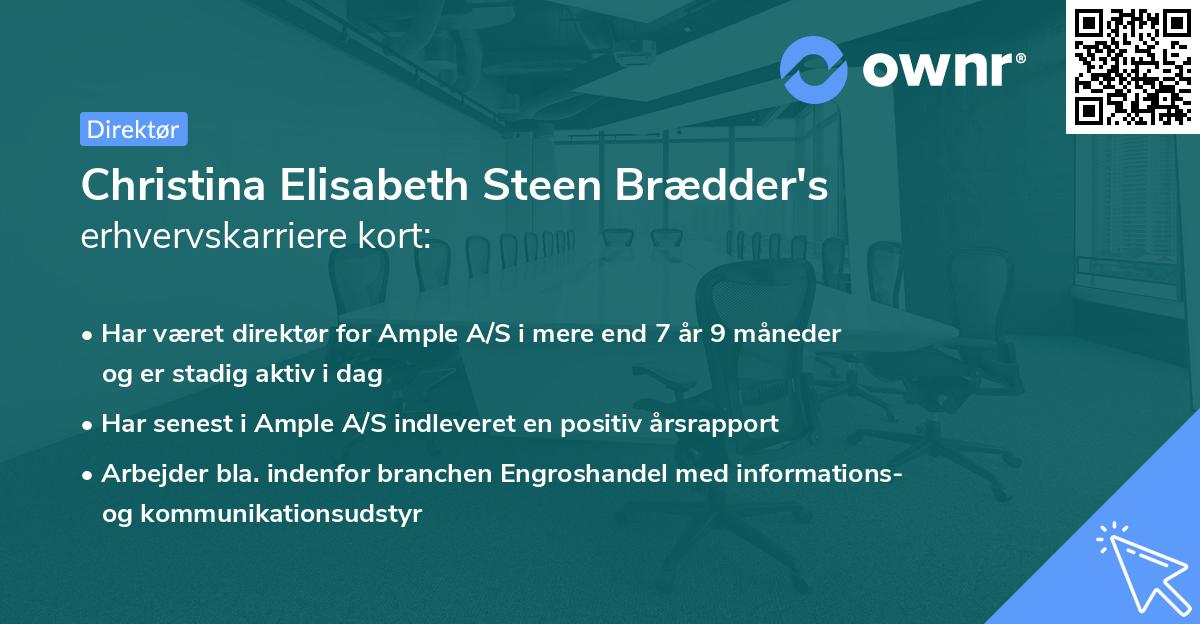 Christina Elisabeth Steen Brædder's erhvervskarriere kort