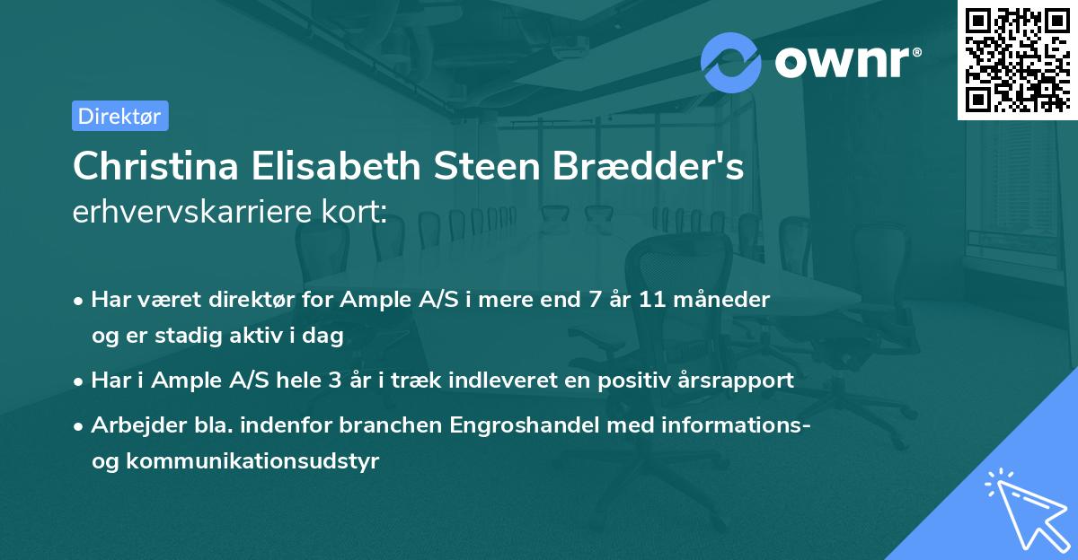 Christina Elisabeth Steen Brædder's erhvervskarriere kort