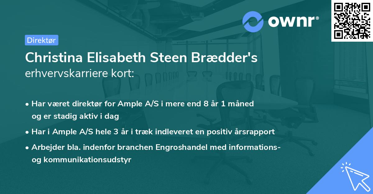 Christina Elisabeth Steen Brædder's erhvervskarriere kort