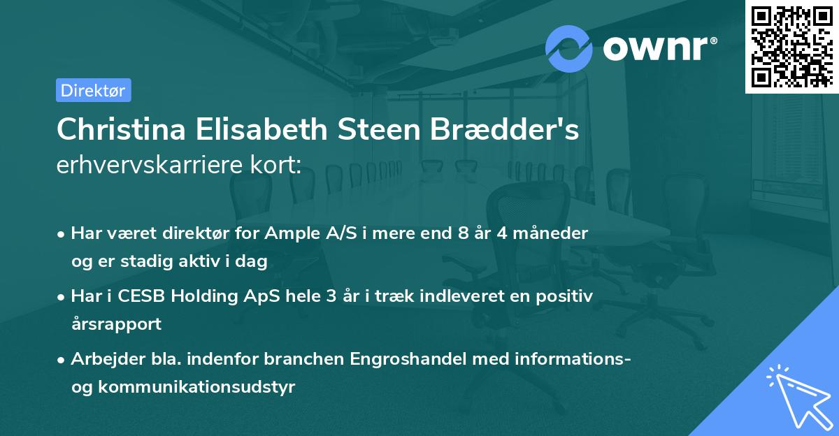 Christina Elisabeth Steen Brædder's erhvervskarriere kort