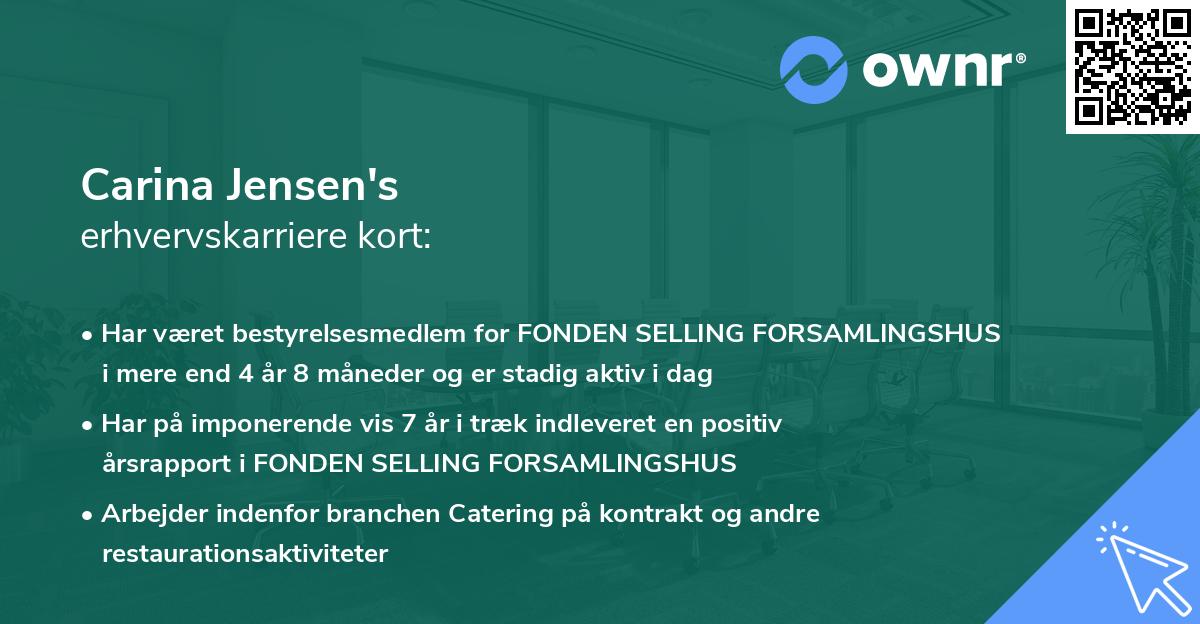 Carina Jensen's erhvervskarriere kort