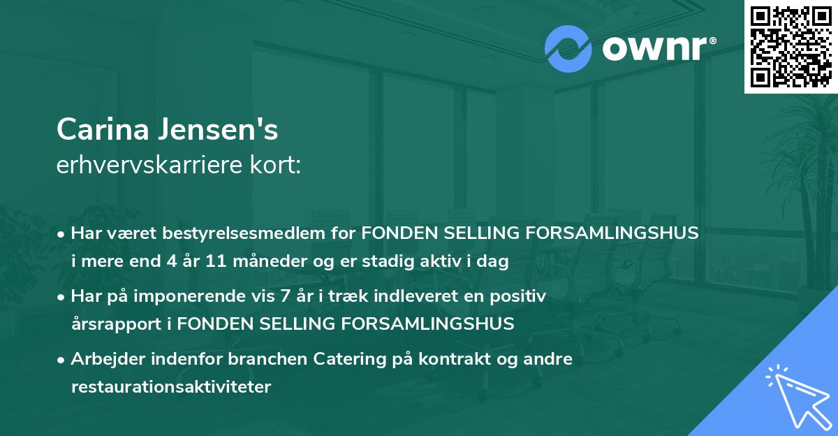Carina Jensen's erhvervskarriere kort