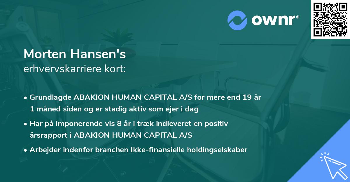 Morten Hansen's erhvervskarriere kort
