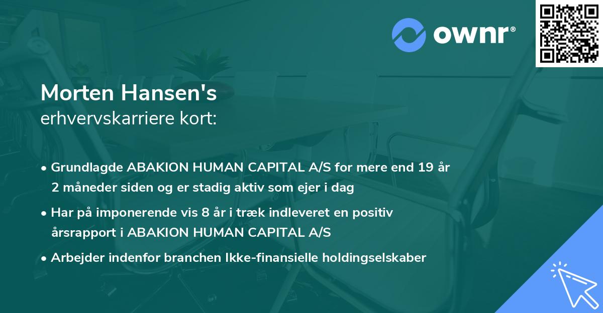 Morten Hansen's erhvervskarriere kort