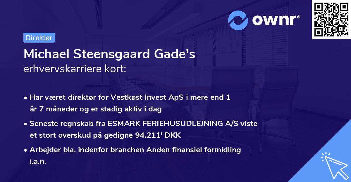 Michael Steensgaard Gade's erhvervskarriere kort