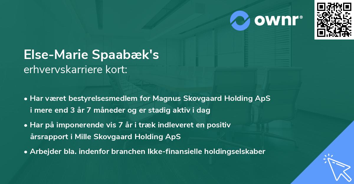 Else-Marie Spaabæk's erhvervskarriere kort