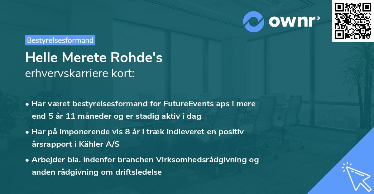 Helle Merete Rohde's erhvervskarriere kort