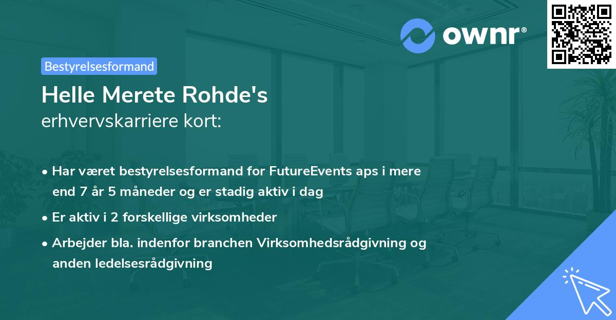 Helle Merete Rohde's erhvervskarriere kort