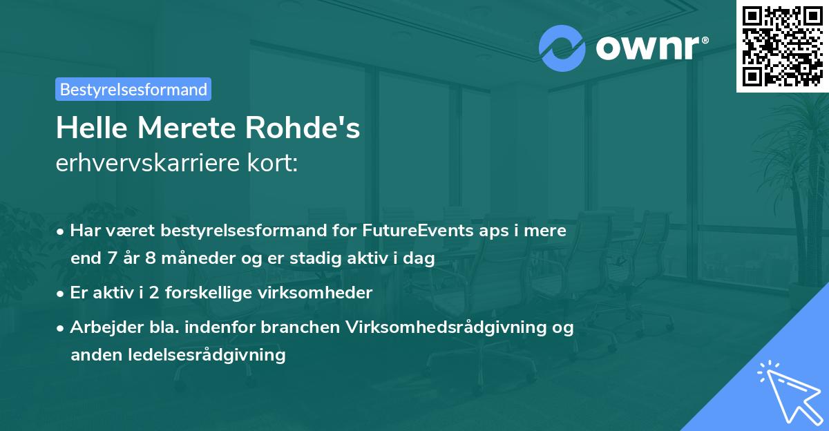 Helle Merete Rohde's erhvervskarriere kort