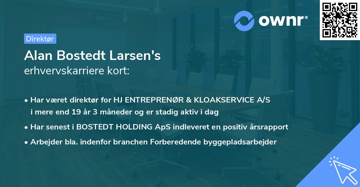Alan Bostedt Larsen's erhvervskarriere kort