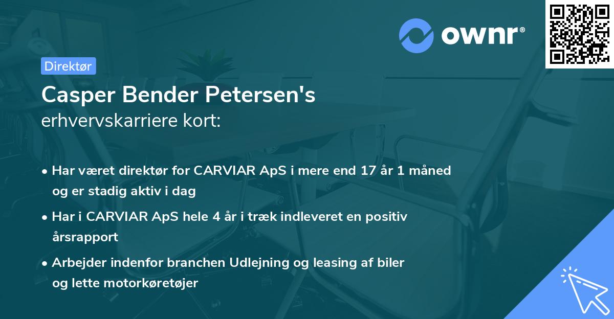 Casper Bender Petersen's erhvervskarriere kort