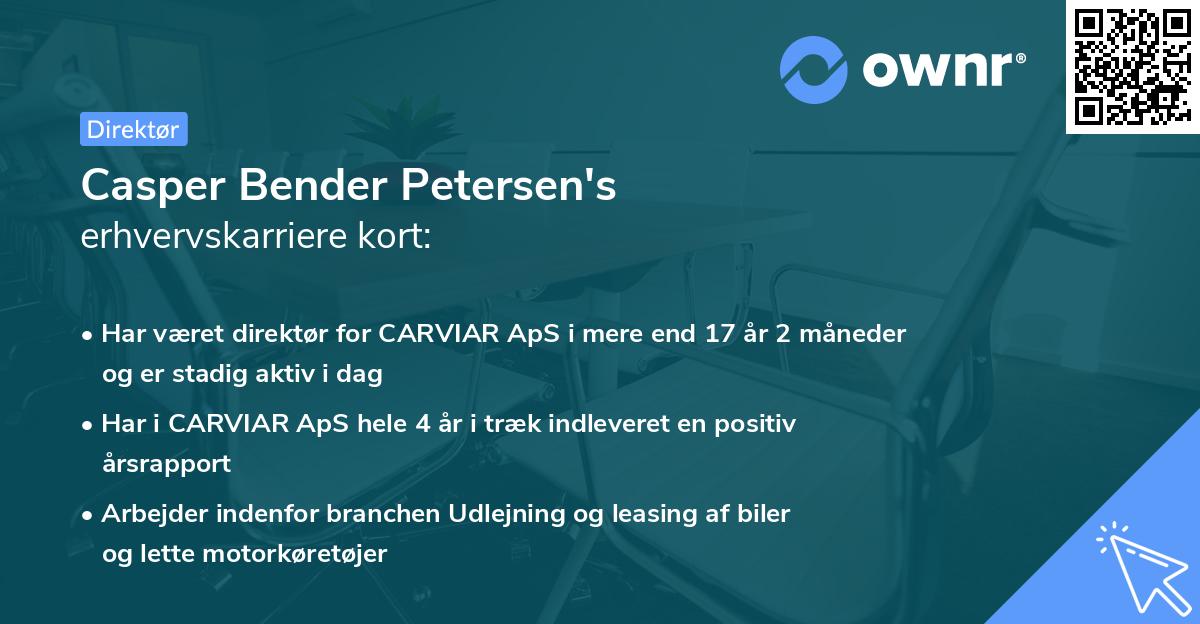 Casper Bender Petersen's erhvervskarriere kort