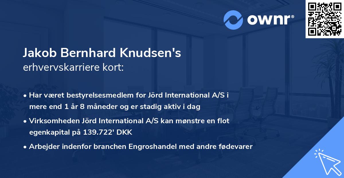 Jakob Bernhard Knudsen's erhvervskarriere kort