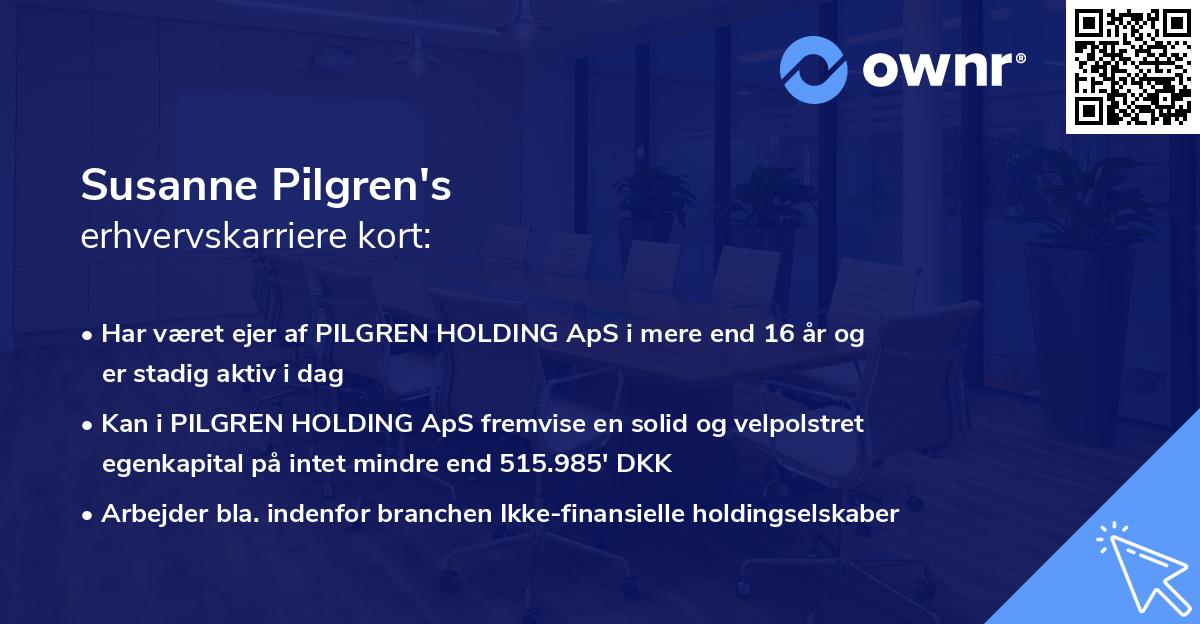 Susanne Pilgren's erhvervskarriere kort