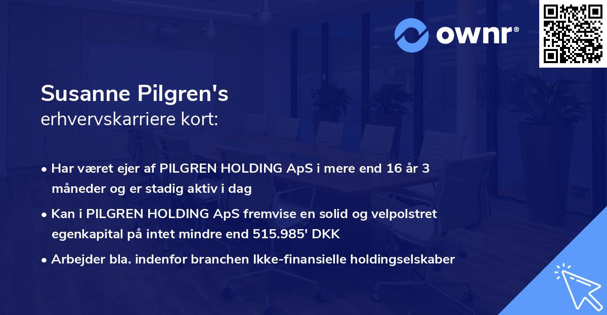 Susanne Pilgren's erhvervskarriere kort