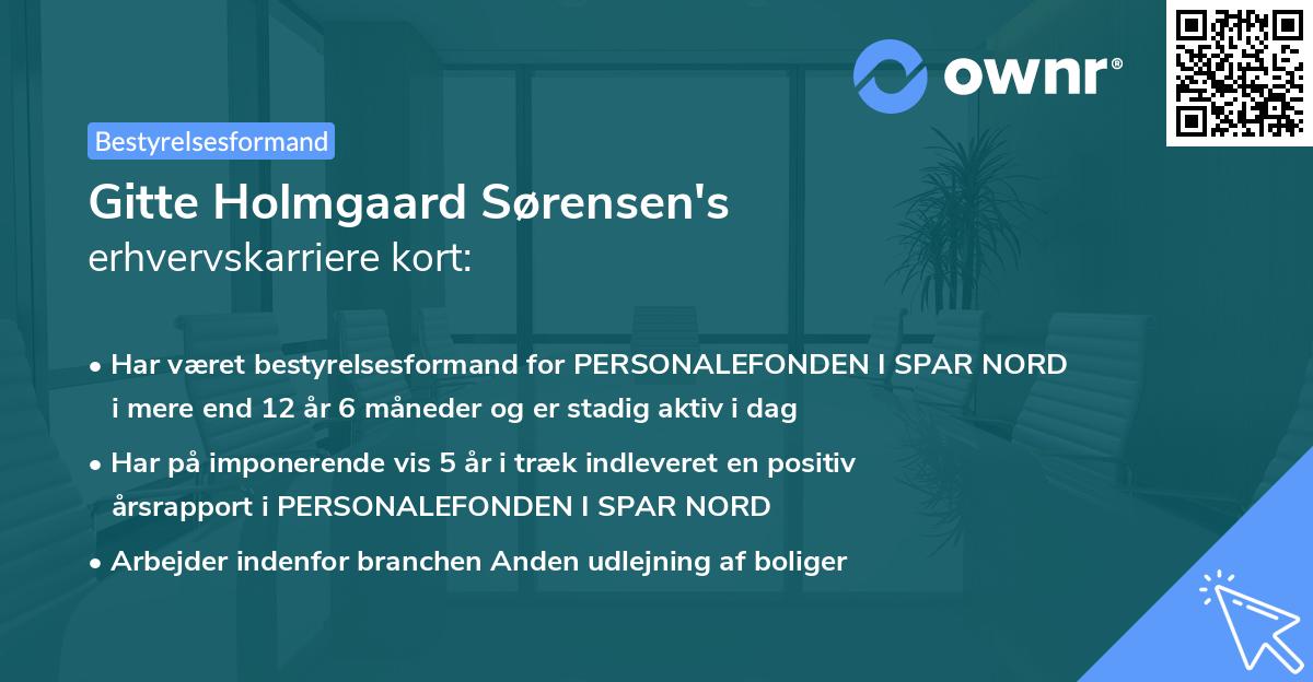 Gitte Holmgaard Sørensen's erhvervskarriere kort