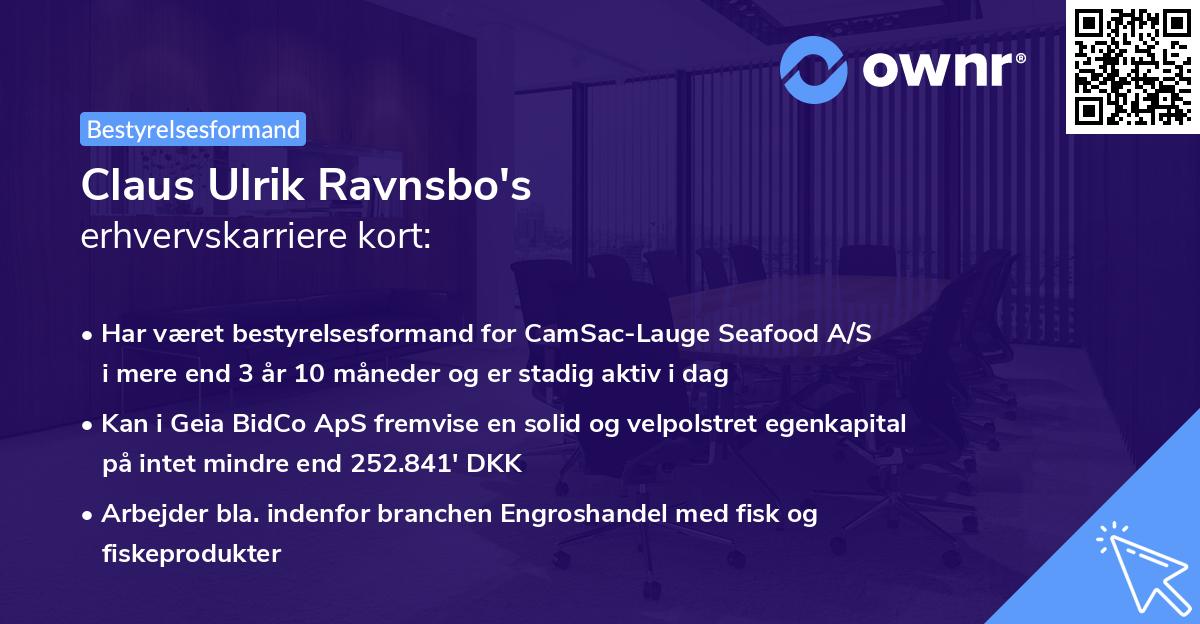 Claus Ulrik Ravnsbo's erhvervskarriere kort